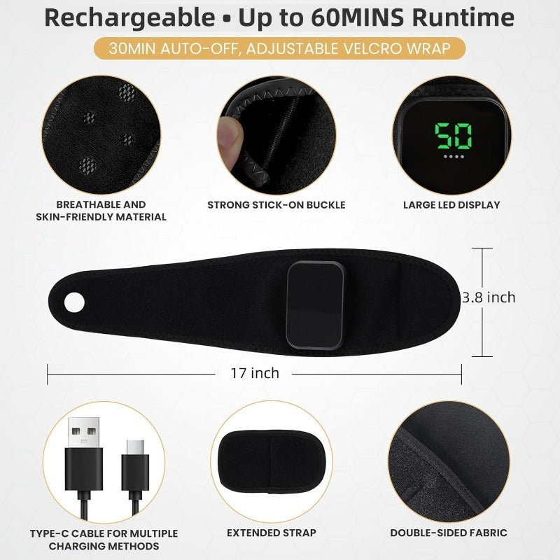 Wrist Massager with Heat and Vibration, Rechargeable with Adjustable Strap