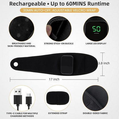 Wrist Massager with Heat and Vibration, Rechargeable with Adjustable Strap