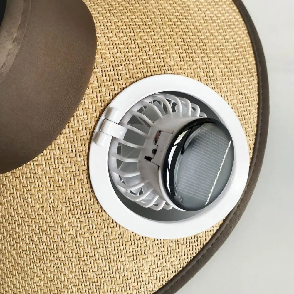 Solar Powered Cooling Fan Hat with Wide Brim and USB Charging, Adjustable Speeds