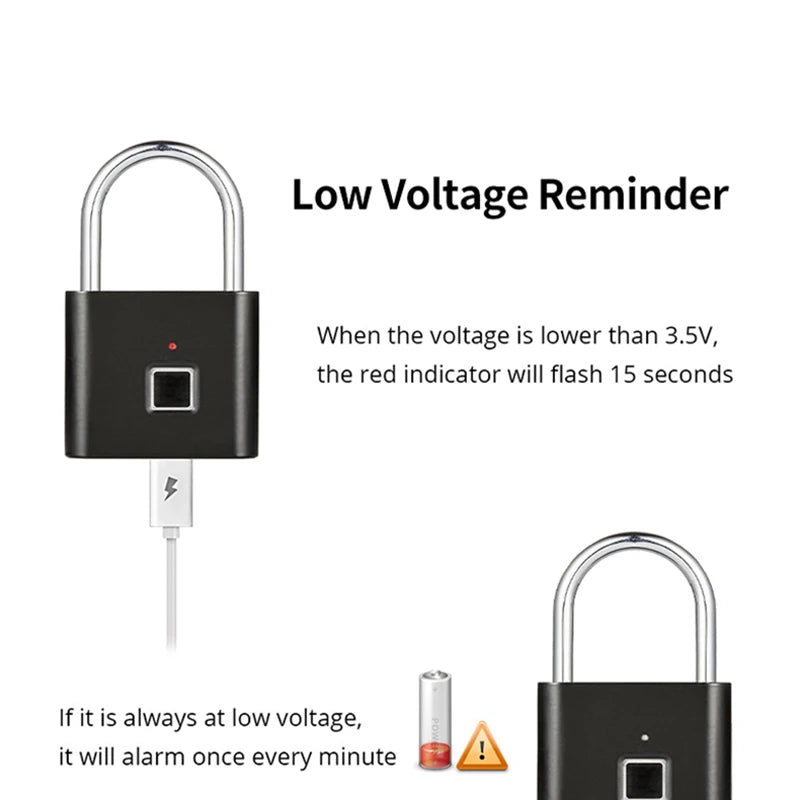 Fingerprint Padlock with Wireless App Control and 10 Fingerprint Storage, 6-Month Battery
