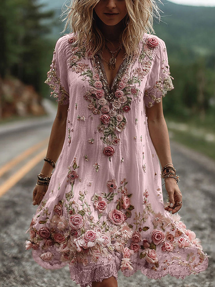 Floral Print Maxi Dress with Wrinkle Resistant Fabric and Ankle Length, Machine Washable