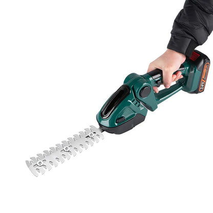 Hedge and Grass Trimmer with Dual Interchangeable Blades and Dual Battery Pack