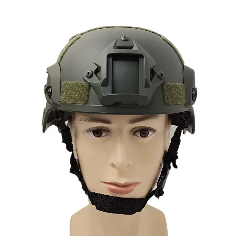 Tactical Helmet with Side Rail Mounts and Adjustable Chin Strap for Airsoft