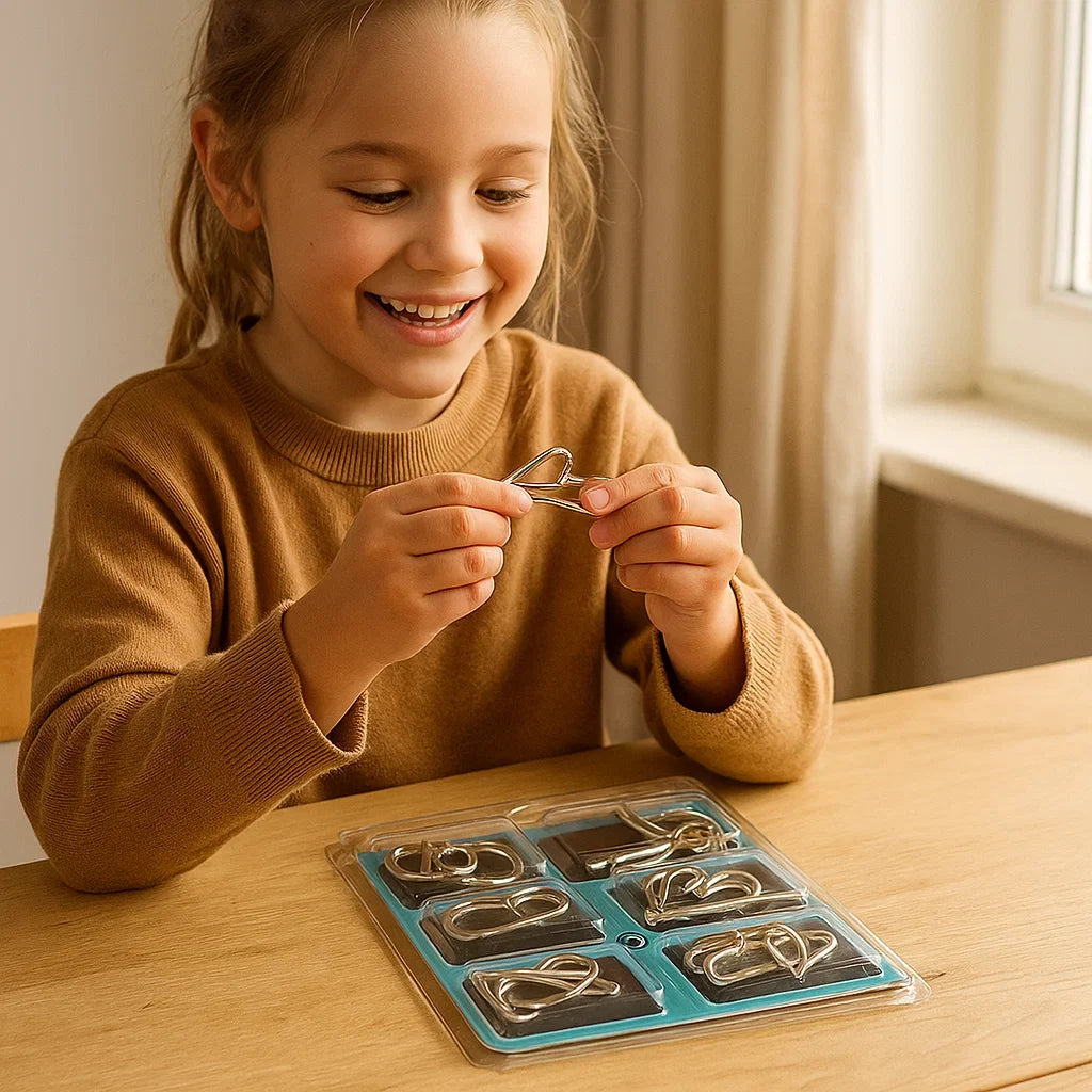 Metal Brain Teaser Puzzle Set with 36 Designs and Varying Difficulty Levels