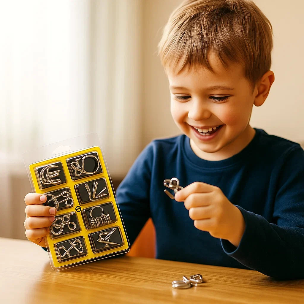 Metal Brain Teaser Puzzle Set with 36 Designs and Varying Difficulty Levels