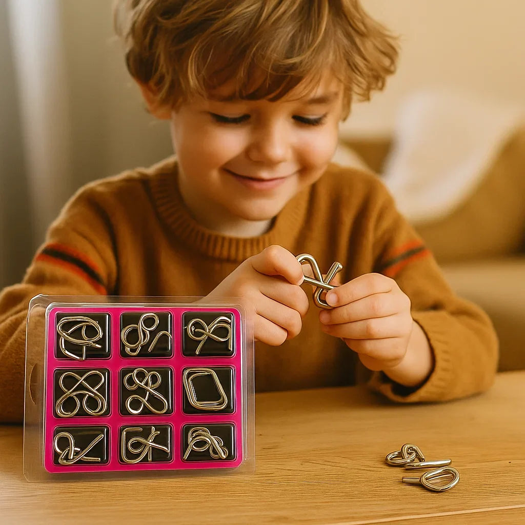 Metal Brain Teaser Puzzle Set with 36 Designs and Varying Difficulty Levels
