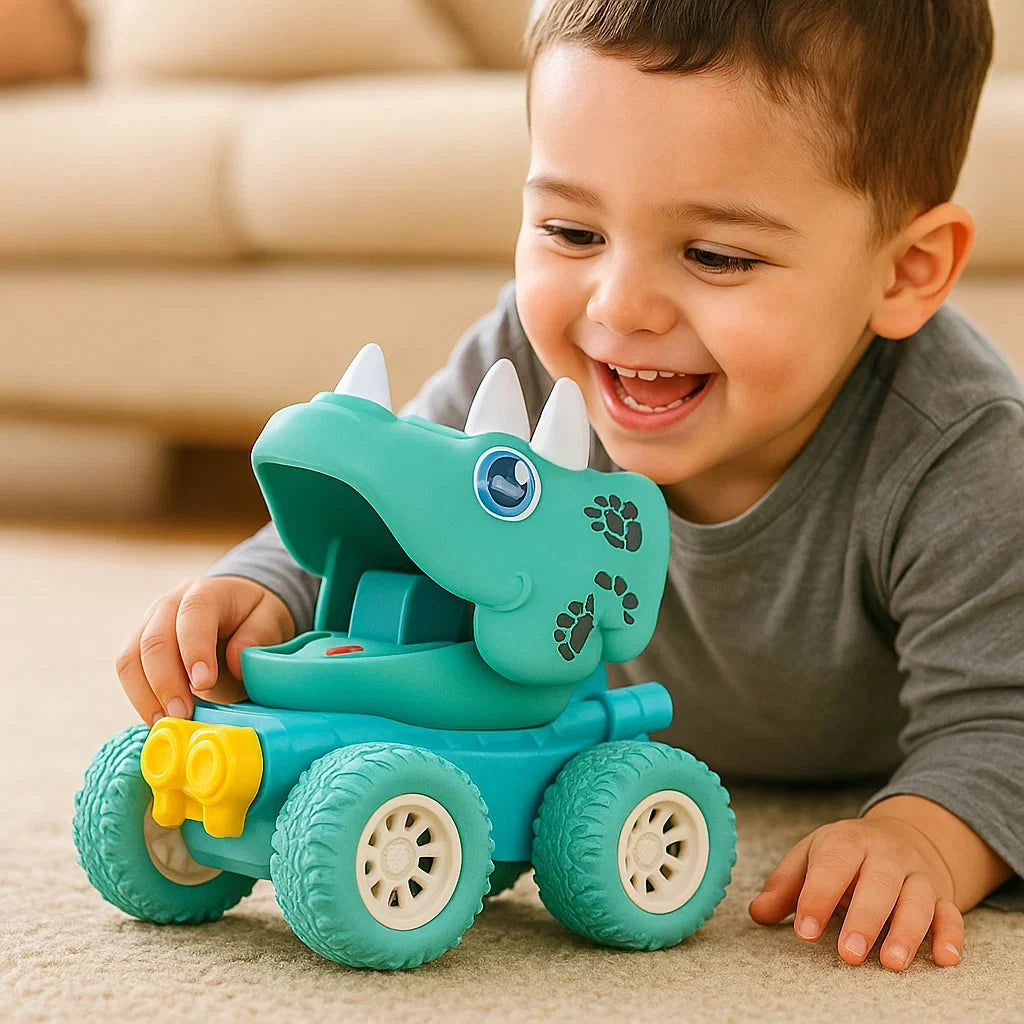 Dinosaur Monster Truck with Push Forward Motion and Sturdy Rolling Wheels
