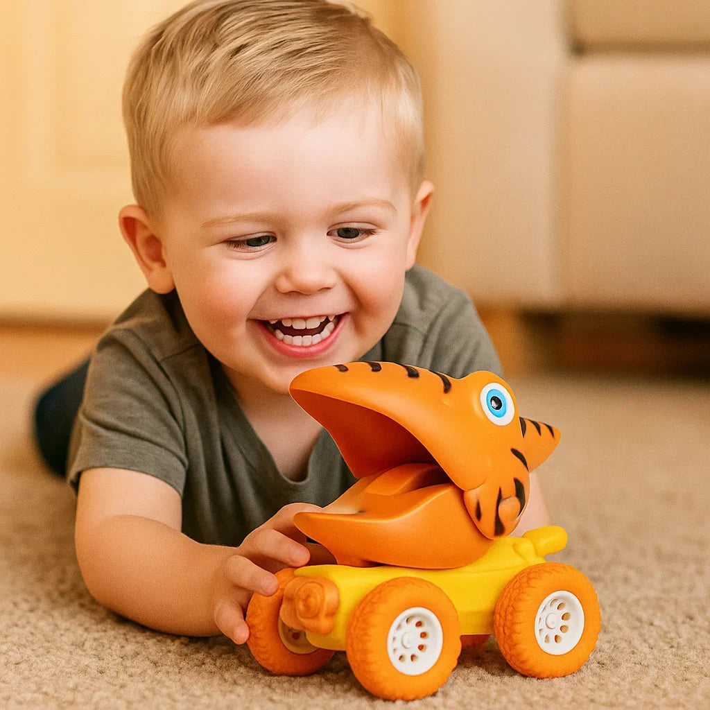 Dinosaur Monster Truck with Push Forward Motion and Sturdy Rolling Wheels