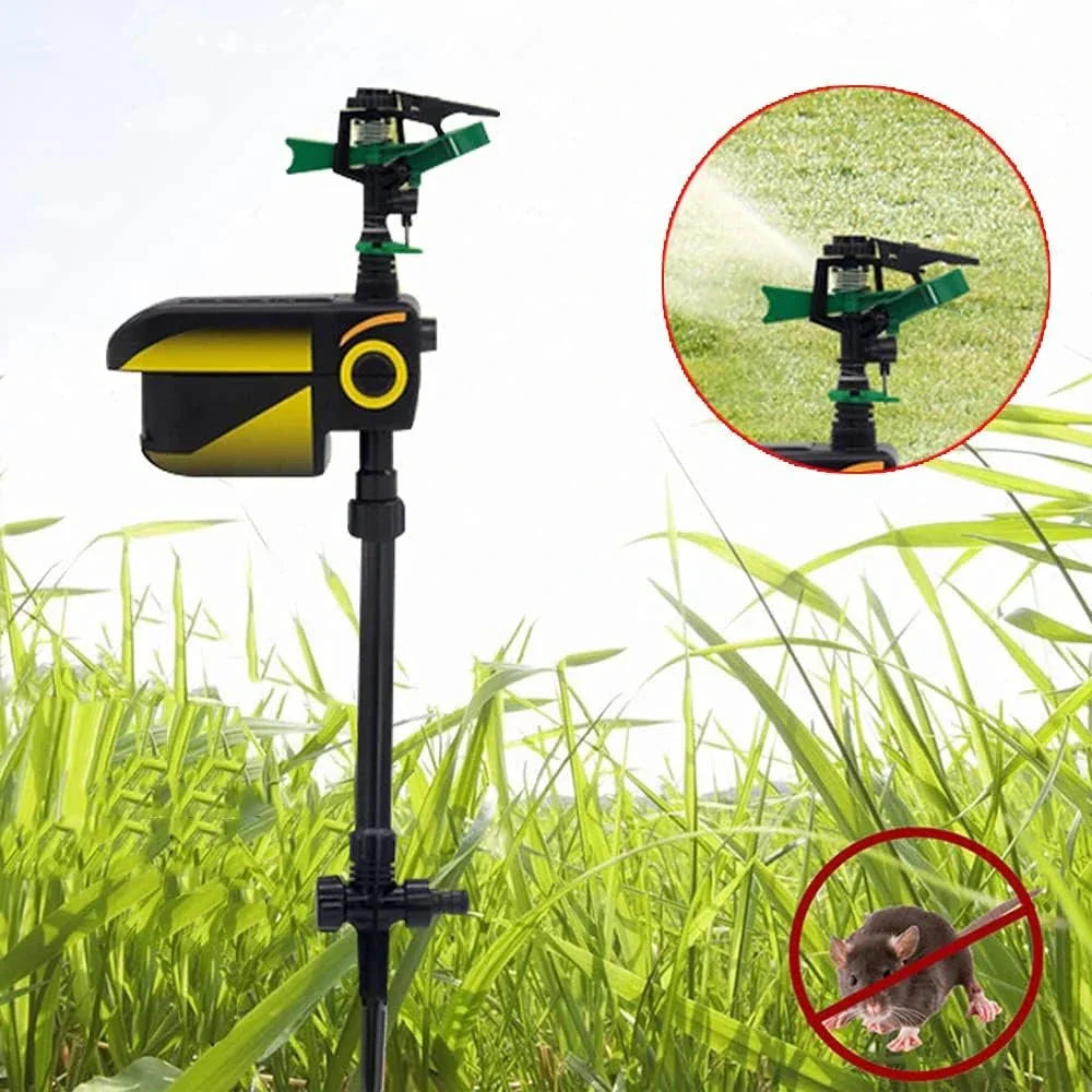 Motion Activated Garden Sprinkler with Solar Power and Battery Backup