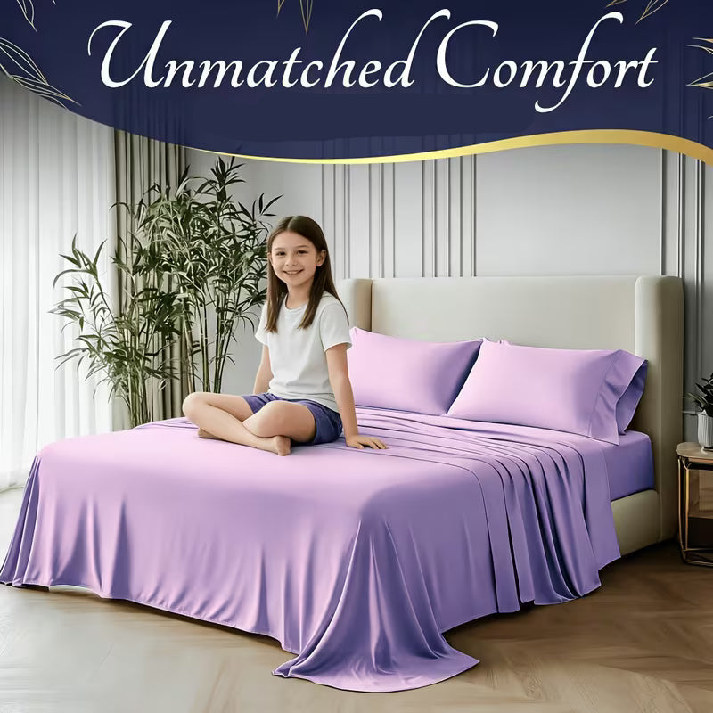 Bamboo Blend Sheet Set with Moisture Wicking and Deep Pocket Fit, Hypoallergenic