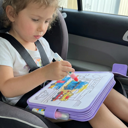 Water Coloring Book with Refillable Pen and Auto Resetting Pages for Kids