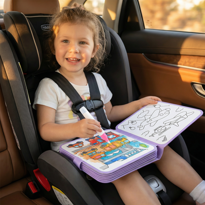 Water Coloring Book with Refillable Pen and Auto Resetting Pages for Kids