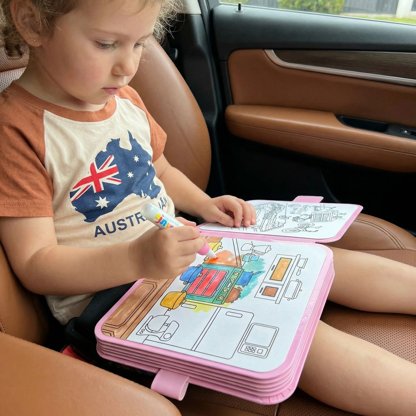 Water Coloring Book with Refillable Pen and Auto Resetting Pages for Kids
