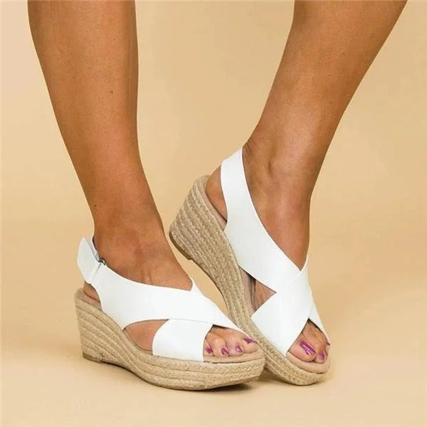 Women's Orthopedic Wedge Espadrilles with Adjustable Cross Straps and Cushioned Footbed