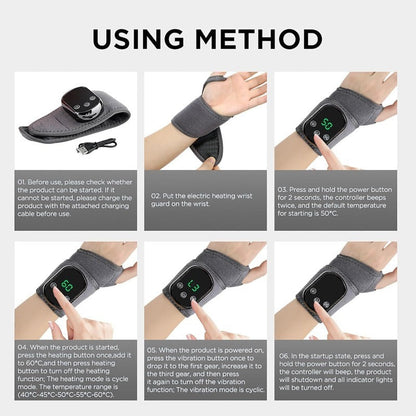 Wrist Massager with Heat and Vibration, Rechargeable with Adjustable Strap