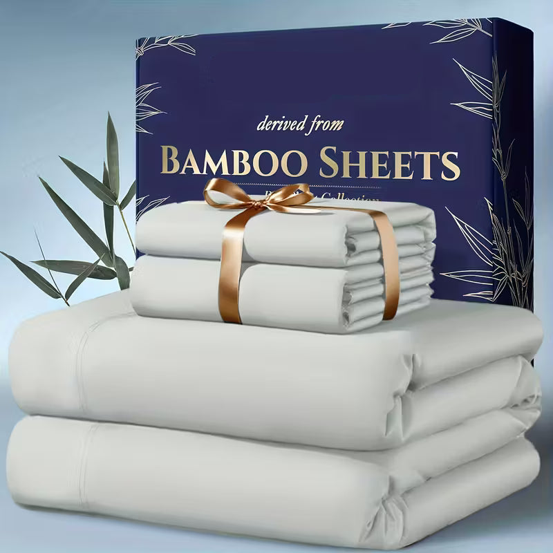 Bamboo Blend Sheet Set with Moisture Wicking and Deep Pocket Fit, Hypoallergenic