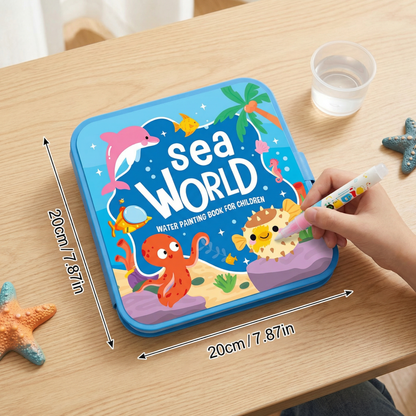 Water Coloring Book with Refillable Pen and Auto Resetting Pages for Kids