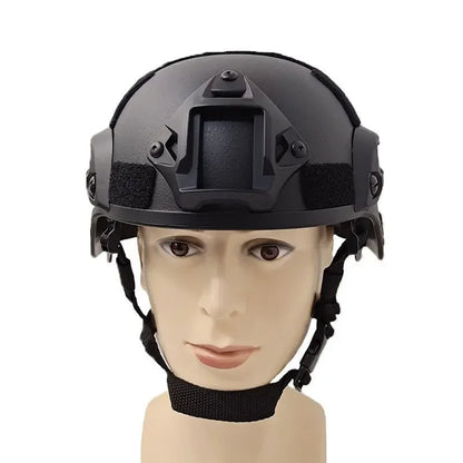 Tactical Helmet with Side Rail Mounts and Adjustable Chin Strap for Airsoft