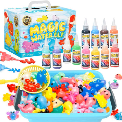 Squishy Water Pet Gel Kit with 12 Colors and 12 Fantasy Molds, STEM Toy for Kids Ages 4+