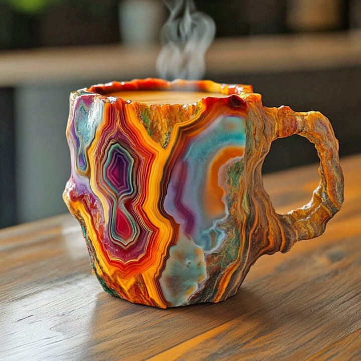 Mineral Crystal Mug with Insulating Walls and Natural Patterns, 350-450ml