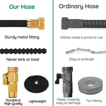 Expandable Garden Hose with 8 Pattern Spray Nozzle and Sleeve, 100ft