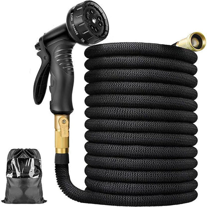 Expandable Garden Hose with 8 Pattern Spray Nozzle and Sleeve, 100ft