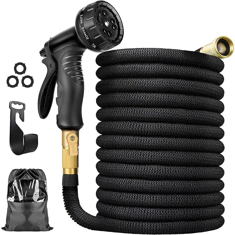 Expandable Garden Hose with Eight Spray Nozzle and Kink Resistant Design, 100FT