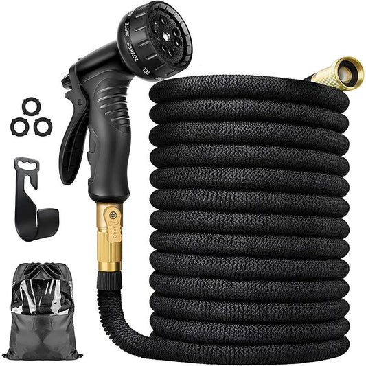Expandable Garden Hose with Eight Spray Nozzle and Kink Resistant Design, 100FT