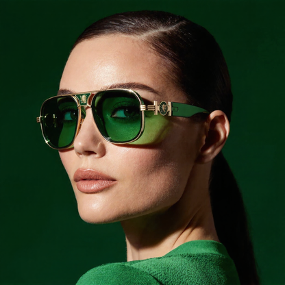 Sculpted Aviator Emblem Sunglasses