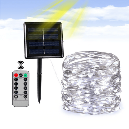 Solar String Lights Outdoor with Bendable Copper Wire and Remote Control, 164-328ft