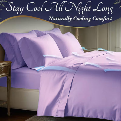 Bamboo Blend Sheet Set with Moisture Wicking and Deep Pocket Fit, Hypoallergenic