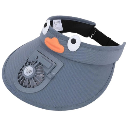 Kids Sun Visor with Built-In Cooling Fan and Adjustable Chin Strap