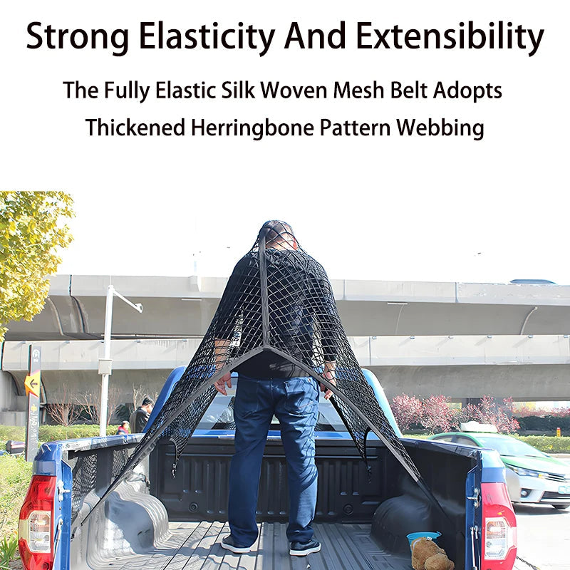Elastic Nylon Cargo Net with Reinforced Edges and Encrypted Mesh Pattern for Truck Beds