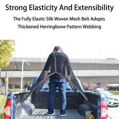 Elastic Nylon Cargo Net with Reinforced Edges and Encrypted Mesh Pattern for Truck Beds