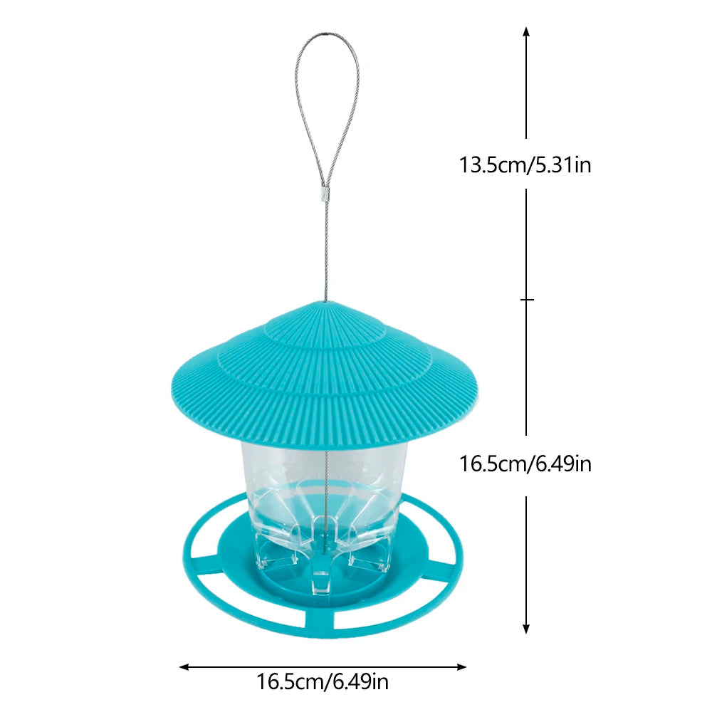 Hexagonal Bird Feeder with Gravity Seed Dispenser and Transparent Container
