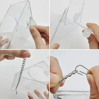 Window Mount Bird Feeder with Clear Acrylic Walls and Suction Cup, Triangle Shape