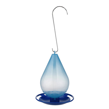 Hanging Bird Water Feeder with Wraparound Perch and Clear Raindrop Design