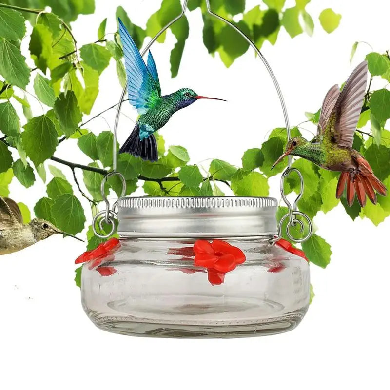 Flower Port Hummingbird Feeder with Bee Guards and Wide Mouth Opening