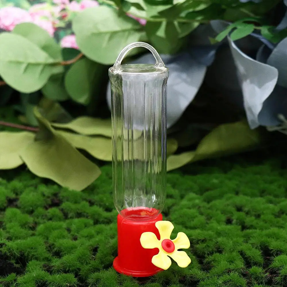 Hanging Hummingbird Feeder with Flower Ports and Clear Body, Wide Mouth Opening
