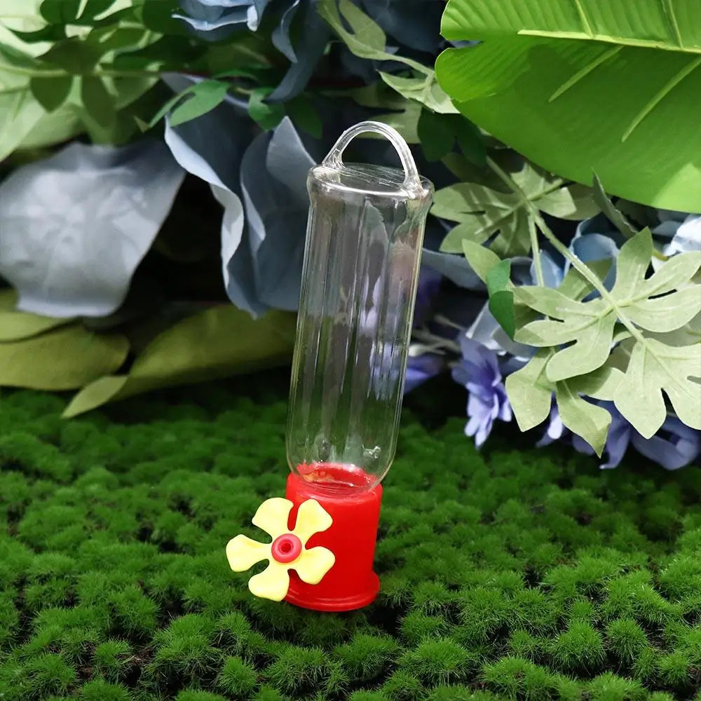 Hanging Hummingbird Feeder with Flower Ports and Clear Body, Wide Mouth Opening