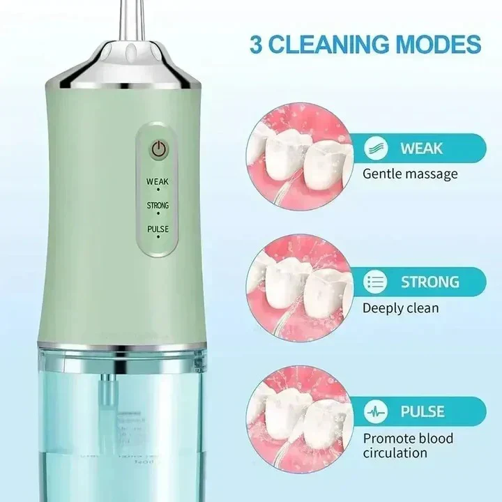 Cordless Water Flosser with Three Cleaning Modes and Four Nozzles