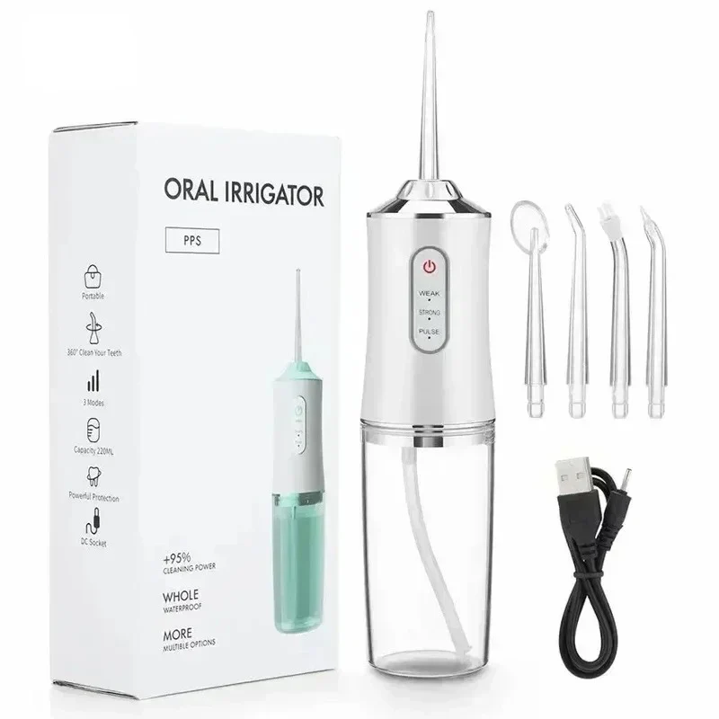 Cordless Water Flosser with Three Cleaning Modes and Four Nozzles