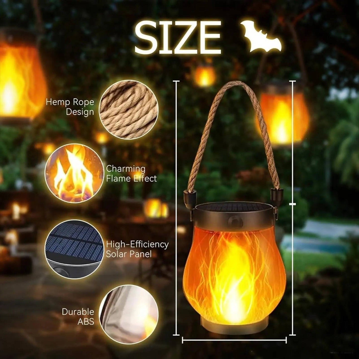Flickering Solar Hanging Lantern with Dual Charging and Flame Mode