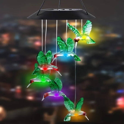 LED Solar Wind Chime with Six Color Cycle and Dusk Sensor, Butterfly Design