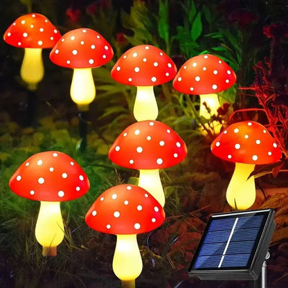 Solar Mushroom Lights for Garden Pathways with 8 Lighting Modes and Dusk Sensor