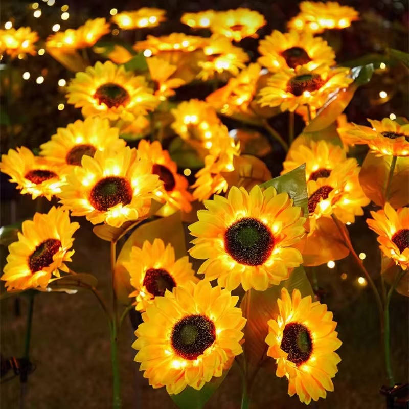 Solar Sunflower Garden Light with Auto Dusk Sensor and LED Glow, IP65 Weatherproof