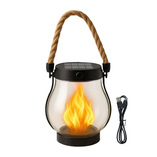 Flickering Solar Hanging Lantern with Dual Charging and Flame Mode