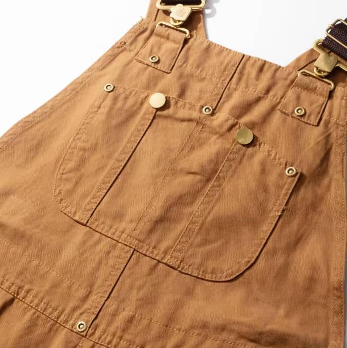 Women's Cotton Canvas Bib Overalls with Padded Straps and Multiple Pockets