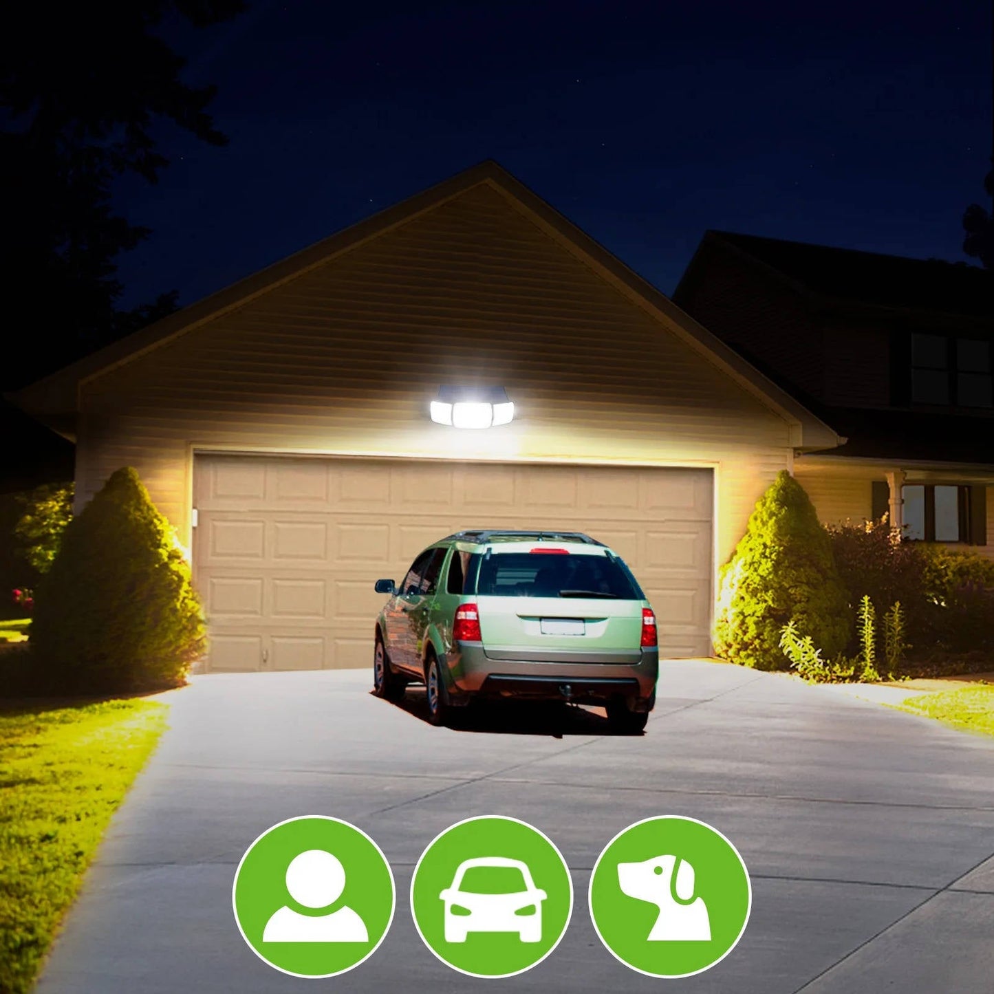 Outdoor Motion Sensor Flood Light with Triple Adjustable Heads and 1200 Lumens
