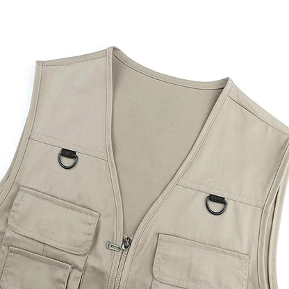 Utility Hiking Vest with Multiple Pockets and Detachable Back Panel